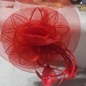 Elegant Red Fascinator Hat NWOT
